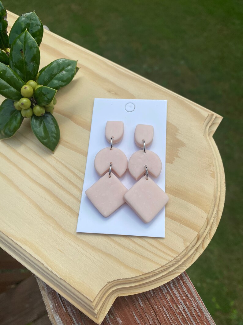 Geometric Clay Earrings / Handmade Clay Earrings / Dangle Clay Etsy