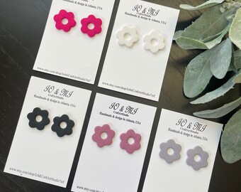 Handmade Polymer Clay Daisy Stud Earrings, Floral Earrings