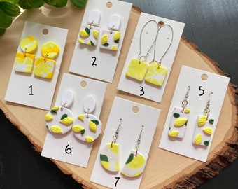 Lemon clay earrings / handmade earrings clay / fruit earrings clay / fruit jewelry / statement earrings / summer earrings / gift for her