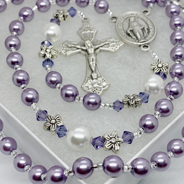 Personalized First Communion Gift Purple Personalized Rosary Tanzanite Crystals,  Girls Baptism, First Communion, or Graduation Gift