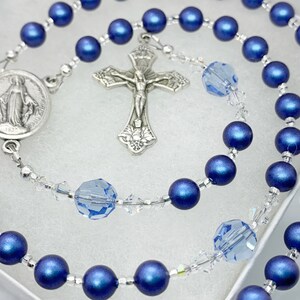 Wedding Rosary for Bride, Blue Baptism Rosary, Confirmation Gift, Catholic Rosary, Godchild Gift, Wedding Something Blue, Bridesmaid Gift