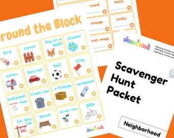 Neighborhood Scavenger Hunt Printable Packet Game Activity Printables