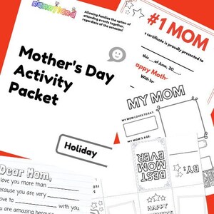 Paquete de actividades para papá imprimible del Día de la Madre Descargue e imprima el folleto de regalo Todo sobre mamá Carta Mad Libs Querida mamá Certificado de mejor mamá