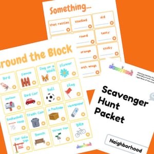 Neighborhood Scavenger Hunt Printable Packet Game Activity Printables