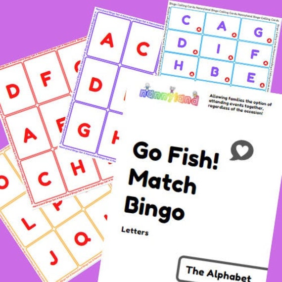 alphabet go fish match bingo card game printable print and etsy
