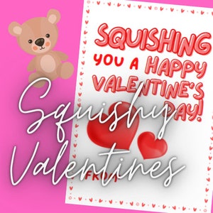 Squishy Toy Valentine, Squish, Non Candy Squishing You A Happy Valentines Day - Instant Download Valentine&#39;s Day Printable Squish School