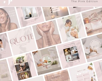 Roze Instagram-sjabloon: 50 luxe bewerkbare ontwerpen (digitale download)