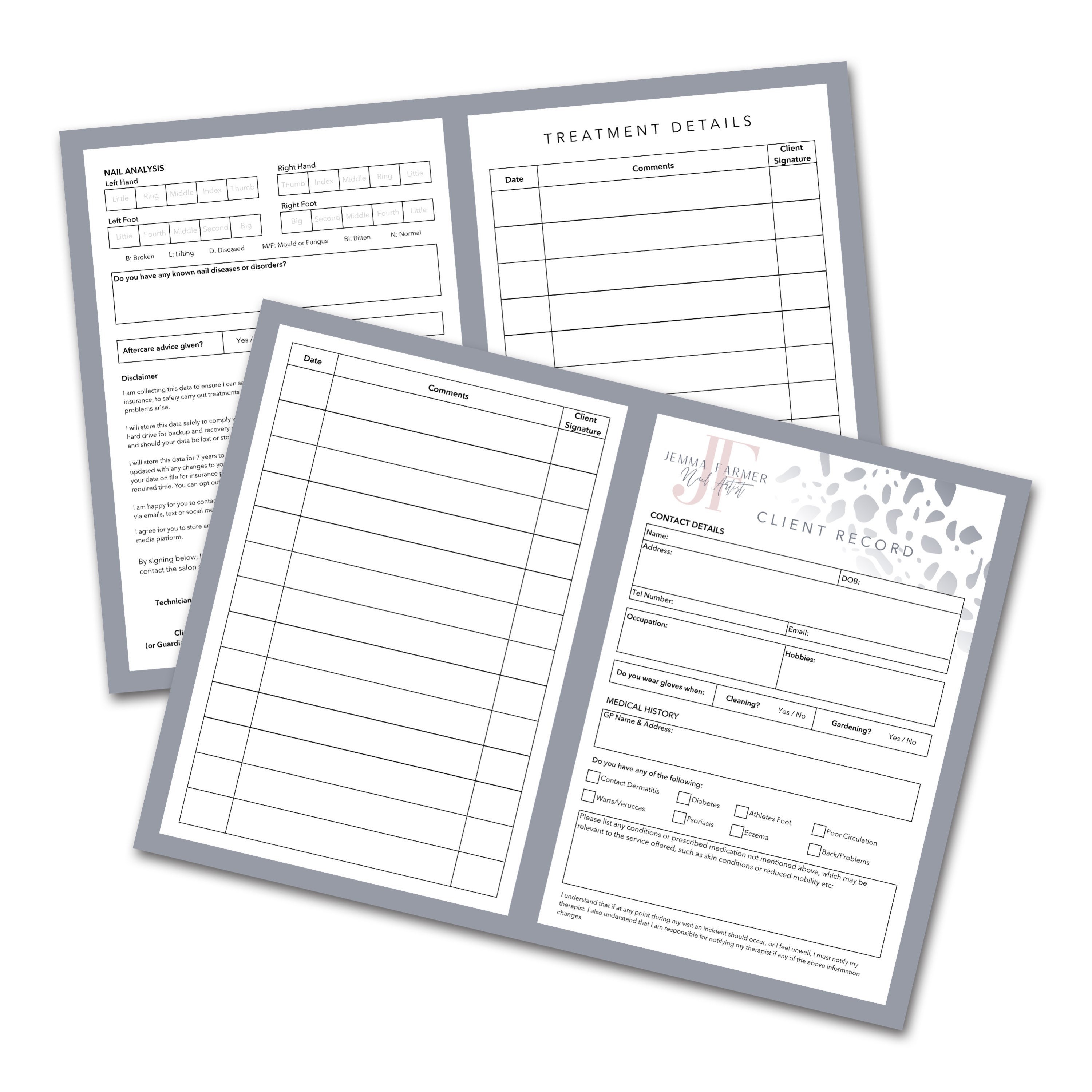 Client Record Cards Nail Technician | Etsy