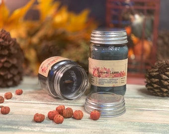 Autumn Leaves Scented Soy Candle, Wood Wick, Witchy Halloween