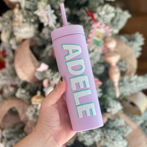 Personalized pastel tumbler, girls trip tumbler, bridesmaid gift, skinny tumbler, matte cup, personalized tumbler, skinny tumbler, pastel