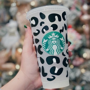 Starbucks Tumbler, Custom Starbucks cold cup, Starbucks reusable cup, leopard cup, leopard Starbucks cold up, Reusable 24oz Venti cold cup