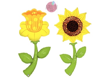 60'' JUMBO STANDING SUNFLOWER| Sunflower Balloon| Sunflower Birthday Balloon| Daffodil Balloon| Daffodil Foil Balloon| Daffodil Mylar