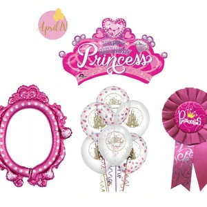 12'' Disney Princess Confetti Balloon Set| Princess Balloons| Princess Party Balloon| Princess Party Decor| Princess Birthday|Princess Crown