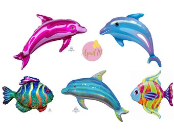 38'' Shark Balloon| Pink Dolphin Balloon| Seahorse Balloon| Colorful Fish Balloon| Hammerhead Shark Balloon| Sea Animals Balloons