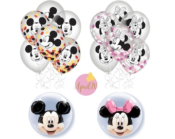 Mickey and Minnie Balloons| Minnie Latex Balloons| Mickey Latex Confetti Balloons| Mickey Bubble Balloon| Minnie Bubble Balloon