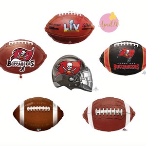 Super Bowl LV Balloon| 36&#39;&#39; Football Foil Balloon| Super Bowl Party Decor| Buccaneers Balloons| Buccaneers Foil Balloon| Buccaneers Party