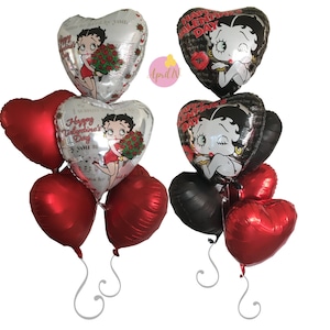 VINTAGE Betty Boop Valentine Balloon Bouquet| Betty Boop Valentine Balloons| Valentine Hearts Bouquet Balloons| Betty Boop Balloons