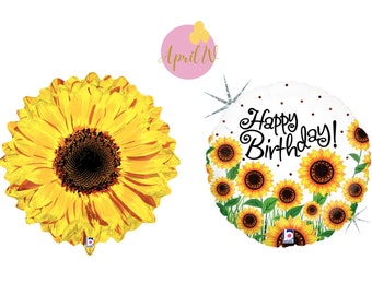 Happy Birthday Sunflowers Balloon| Birthday Sunflower Balloon| Sunflower Foil Balloon| Sunflower Mylar Balloon| Birthday Sunflower