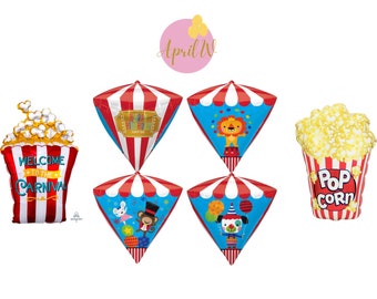 Carnival Foil Balloons| 38'' Popcorn Balloon| 29'' Carnival Popcorn| Popcorn Foil Balloon| Carnival Birthday| Popcorn Balloons