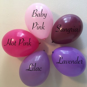 Matte Latex Balloons| Rosewood Latex Balloon| Canyon Rose latex Balloon| Sangria Latex Balloon| Lavender Latex Balloon| Lilac Latex Balloon