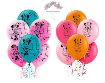 Minnie Mouse 1st Birthday Latex Balloons| 1st Birthday Minnie Mouse Balloon| Minnie Mouse Balloons| 1st Birthday Balloons| Disney Balloons
