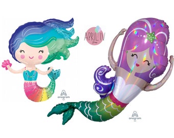 41'' IRIDESCENT MERMAID Balloon| 30'' Colorful Mermaid Balloon| Mermaid Foil Balloon| Mermaid Mylar Balloon| Mermaid Birthday Party