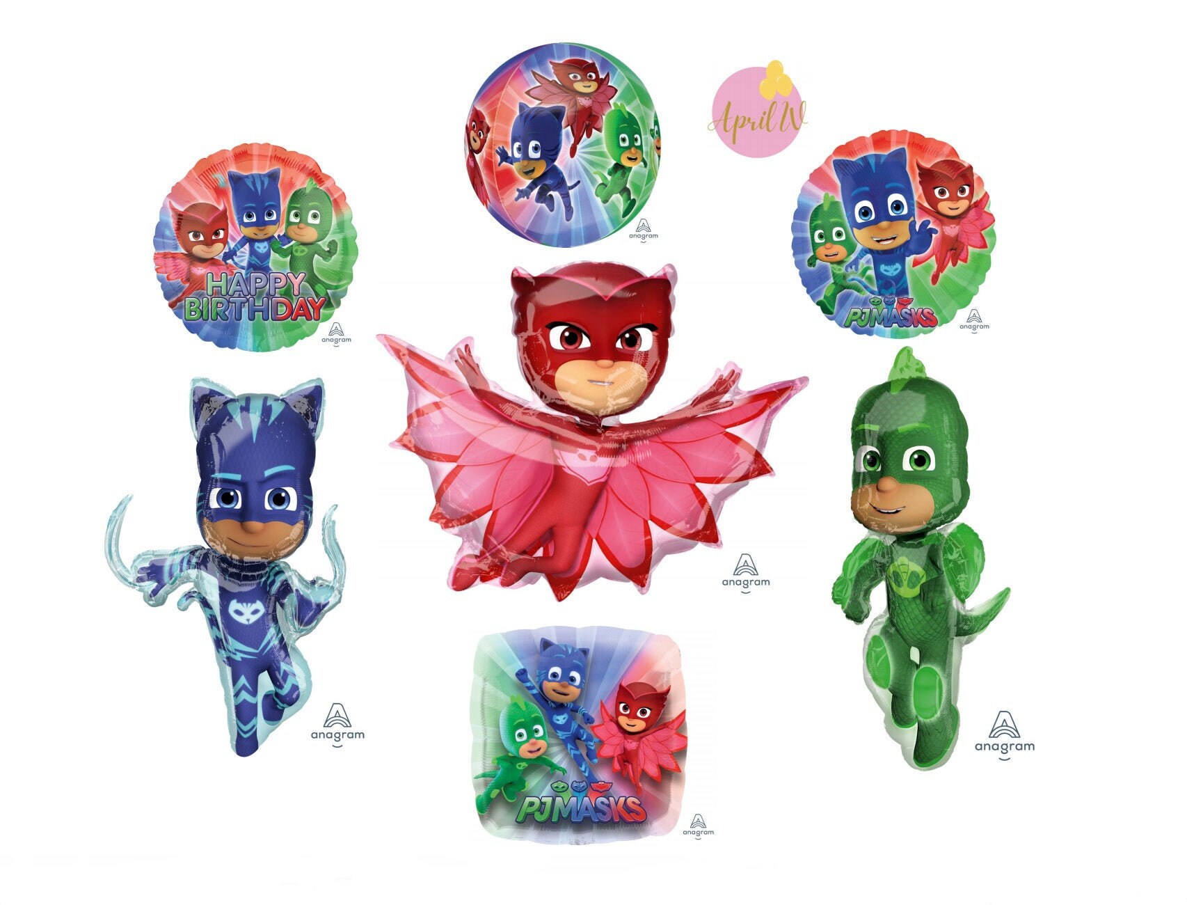 PJ Masks Birthday Balloons – Foil & Latex – Catboy, Gekko, Owelette – Party Decor