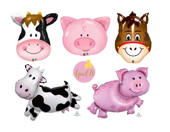 Decoraciones de fiesta de granja, conjunto de globos de animales de granja,  globo de vaca, globo de cerdo, globo de caballo, globo de pato, decoración  de fiesta de corral COL026 