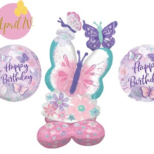 44&#39;&#39; Pastel Butterfly Airloonz Balloon| 15&#39;&#39; Butterfly Orbz Balloon| Butterfly Birthday Balloon| Butterfly Balloons| Butterfly Foil Balloon