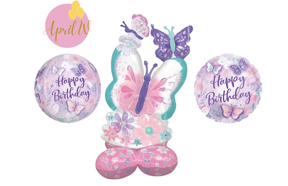44'' Pastel Butterfly Airloonz Balloon| 15'' Butterfly Orbz Balloon| Butterfly Birthday Balloon| Butterfly Balloons| Butterfly Foil Balloon