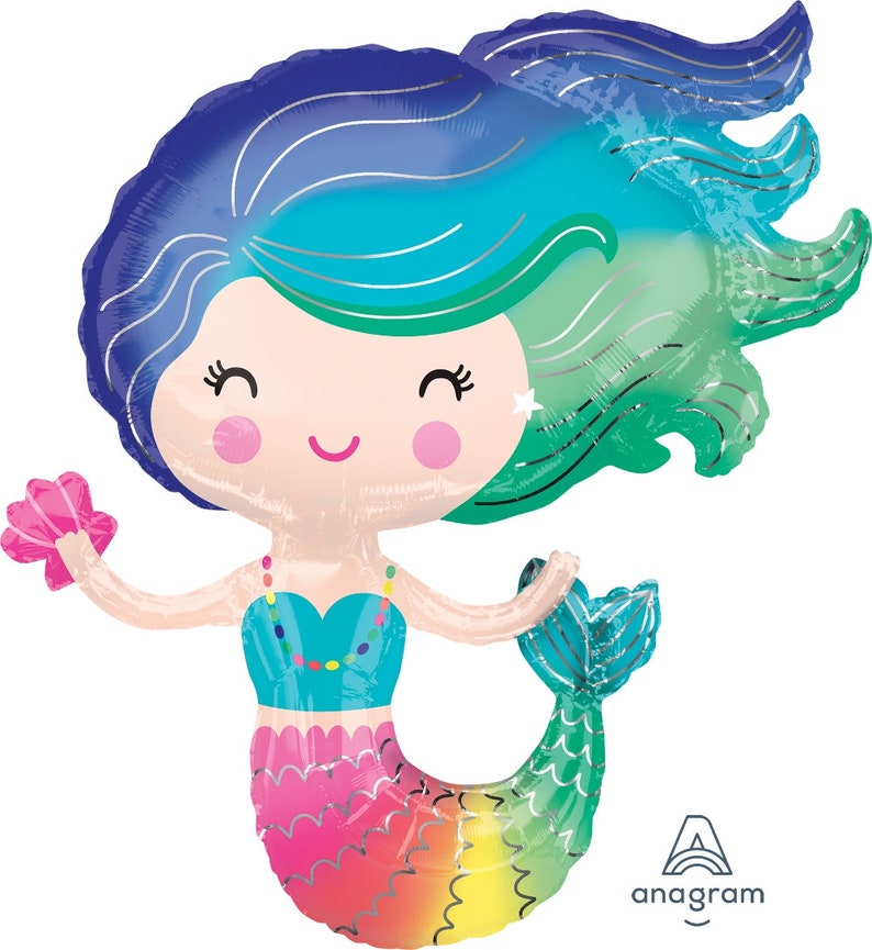 Mermaid Mylar Balloon|\u00a0Mermaid Birthday Party 41/'/' IRIDESCENT MERMAID Balloon|\u00a030/'/' Colorful Mermaid Balloon Mermaid Foil Balloon