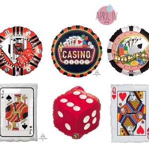 30&#39;&#39; Queen of Hearts/Ace of Spades Balloon| 28&#39;&#39; Casino Balloon| Roll the Dice| Casino Night Balloon| Casino Party Decor|Casino Foil Balloon