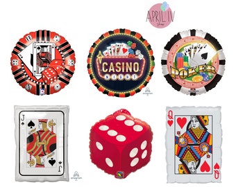 30'' Queen of Hearts/Ace of Spades Balloon| 28'' Casino Balloon| Roll the Dice| Casino Night Balloon| Casino Party Decor|Casino Foil Balloon