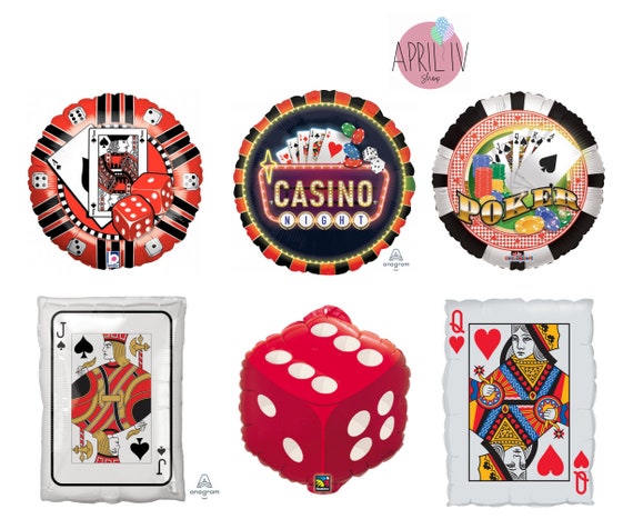 30'' Queen of Hearts/Ace of Spades Balloon| 28'' Casino Balloon| Roll the Dice| Casino Night Balloon| Casino Party Decor|Casino Foil Balloon