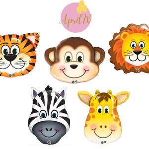 Safari Animal Balloons|Monkey Balloon| Giraffe Balloon| Tiger Balloon| Lion Balloon| Safari Animal Party| Safari Birthday Party