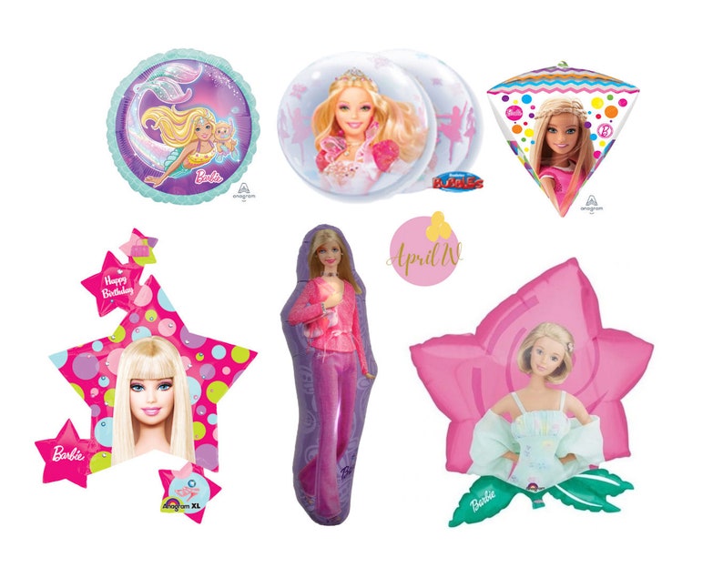 43'' Barbie Foil Balloon| 36'' Barbie Star Cluster Balloon| 22'' Barbie Bubble Balloon| 18'' Barbie Mermaid Balloon| Barbie Birthday Party