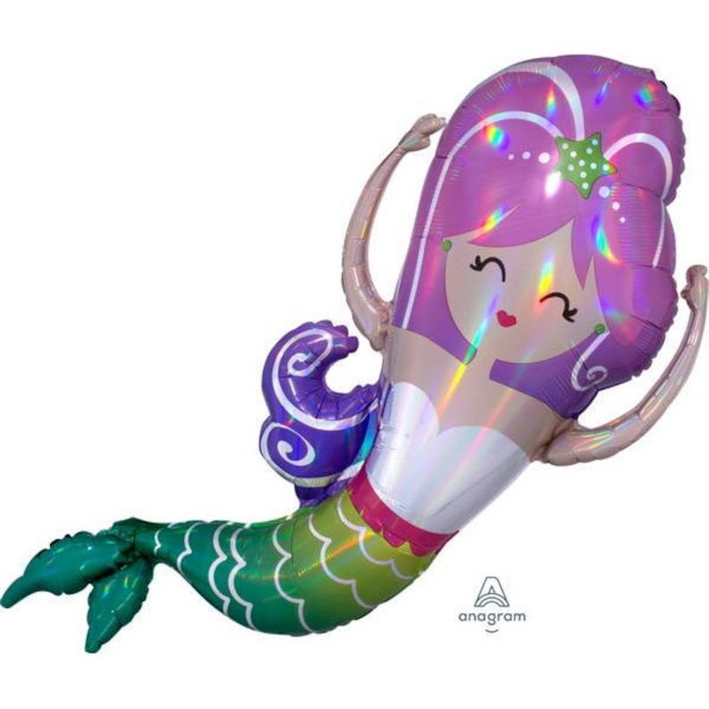 Mermaid Mylar Balloon|\u00a0Mermaid Birthday Party 41/'/' IRIDESCENT MERMAID Balloon|\u00a030/'/' Colorful Mermaid Balloon Mermaid Foil Balloon