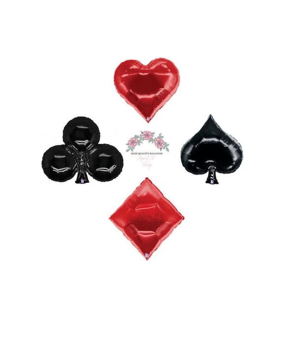 30'' CASINO HEART BALLOON| 30'' Casino Diamond| 39'' Casino Club| 34'' Casino Spade| Casino Balloons| Casino Party Decor| Casino Decor