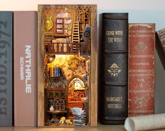Bookstore Book Nook - Book Shelf Insert - Bookcase with Light Model Building Kit