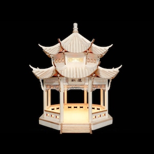 Kit casa delle bambole in miniatura in legno antico padiglione cinese fai-da-te // arredamento regalo artigianale per adulti