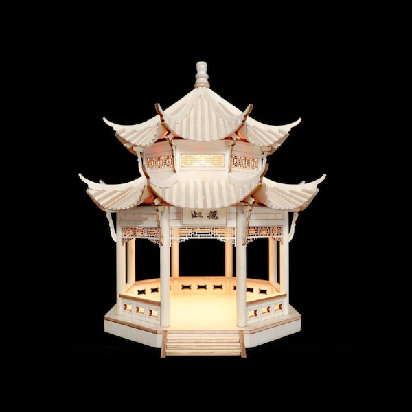 DIY Chinese Ancient Pavilion Wooden Miniature Doll House kit || Adult Craft Gift Decor