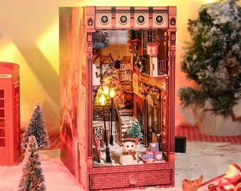 DIY Christmas - Noel Book Nook - Book Shelf Insert - Christmas Gift with Light Model Building Kit