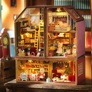 DIY Kaninchen Condo Haus Miniaturen Puppenhaus Kit || 1:24 Kombi Kit mit hellem Bastel Geschenk Dekor