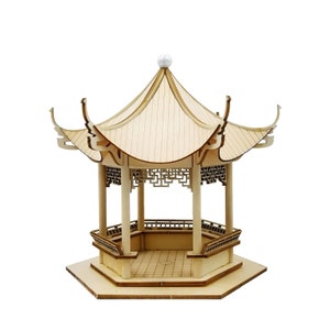 DIY Teehaus Antiker Pavillon aus Holz Miniatur Puppenhaus Bausatz || Erwachsene Handwerk Geschenk Dekor