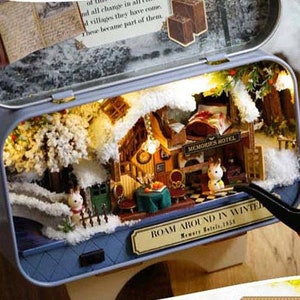 DIY Roam in Winter Miniature Box Doll House Kit || 1:24 with light kid craft and adult craft