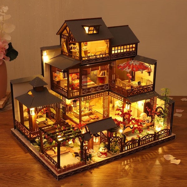 DIY Japanese Villa Miniature Dollhouse Kit | Adult Craft Decor