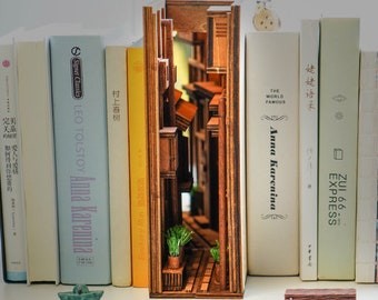 Book nook bookshelf insert Japan Street Book END library dec - Inspire  Uplift