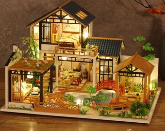 DIY New Japanese Traditional Miniature Doll House Kit || 1:24 with Light Adult Craft Gift Decor