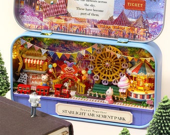 DIY Starlight Amusement Park Miniature Box Doll House Kit || 1:24 with light kid craft and adult craft