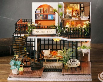 momo　ドールハウス和風 DIY Momo Tea House Miniature Dollhouse Kit | Adult Craft Gift